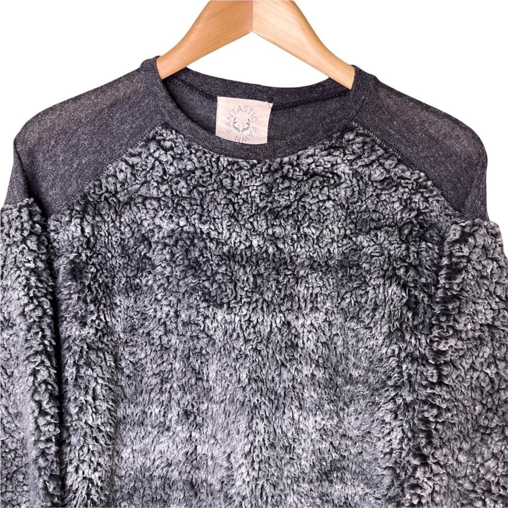 Fantastic Fawn Sherpa Fleece Sweater Pullover Gray Size Small Cozy - Picture 2 of 8